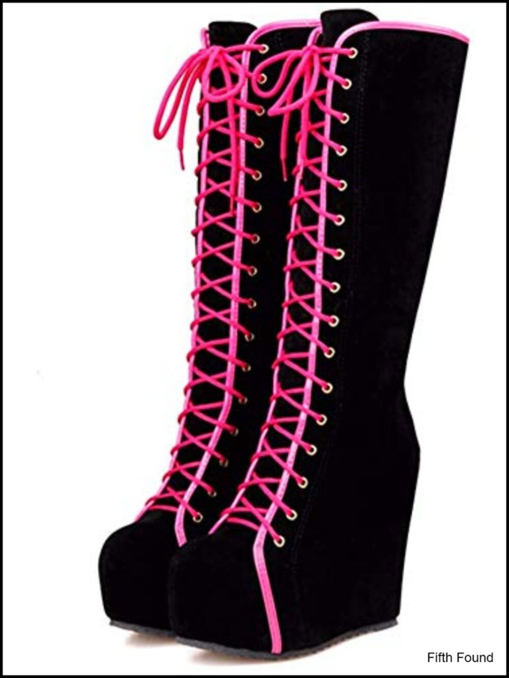 Women's Platform Knee High Boots Lace Up High Heel Faux Suede Winter
